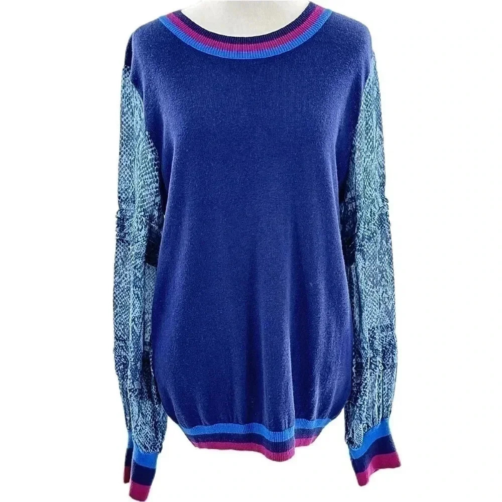 Conditions apply Anthropologie Bedford sweater M blue python cashmere Blend